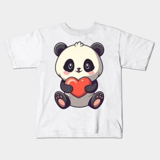 A cute panda bear with heart Kids T-Shirt